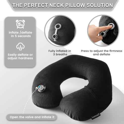 Inflatable Travel Neck & Shoulder Pillow for Airplanes & Long Trips