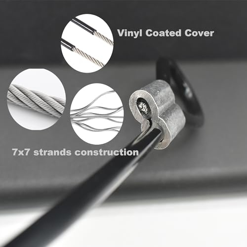 5 Pcs 4mm Wire 36 inch Vinyl Coated Stainless Steel Cable with Loops Short Wire Rope Lanyard Lock Security Chain Link for Outdoor Gates (5 Count)