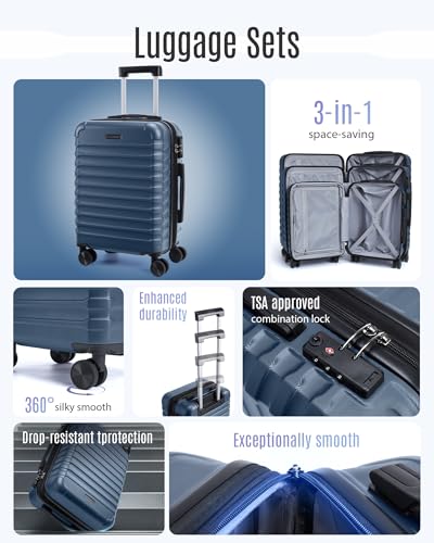 Luggage Sets 3 Pcs Suitcase with Wheels (3 Count)