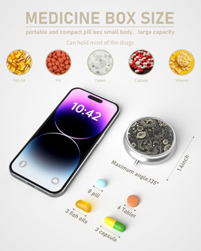 Pill Box 3 Compartment Portable Travel Medicine Box with Mirror