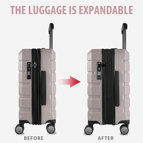 Hardside Expandable Carry On Luggage with Spinner Wheels & Built