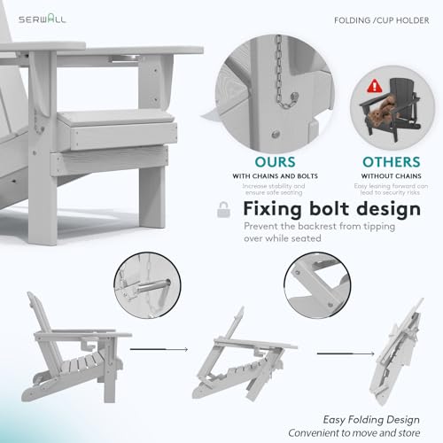 Outdoor Adirondack Chairs with 2 Cup Holders