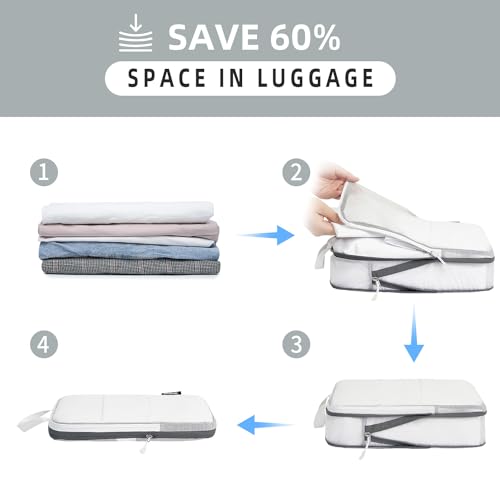 6 Set Ultralight Compression Packing Cubes Packing Organizer for Travel Accessories Luggage Suitcase Backpack (6 Count)