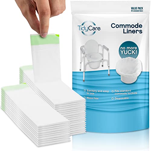 Bedside Commode Liners for Portable Toilet Chair Bucket and Bedpan (48 Count)