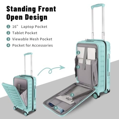 Small 22×14×9 Airline Approved Carry On Luggage with Cover and Tag