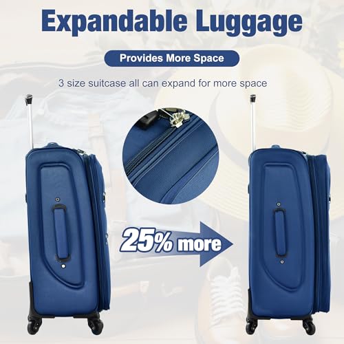 Softside Luggage Set Lightweight 3 Piece Suitcase with Duffel Bag (3 Count)