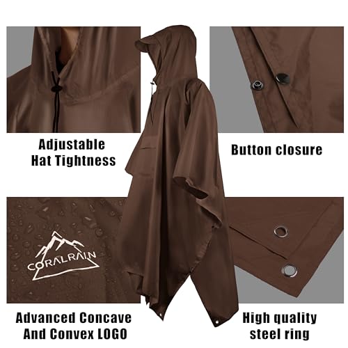 Hooded Rain Poncho Lightweight Waterproof Unisex Raincoat Jacket with Pocket for Men Women Adult