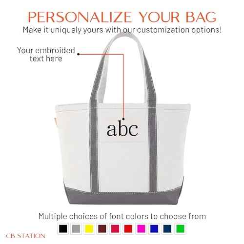 Medium Classic Personalized Monogram Canvas Tote Bag for Women