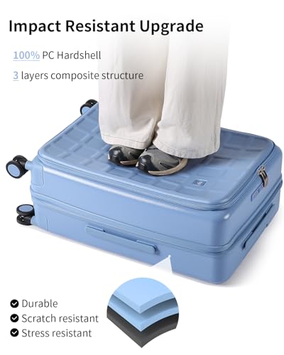 Expandable Top Opening 24 Inch Checked Luggage with Spinner Wheels