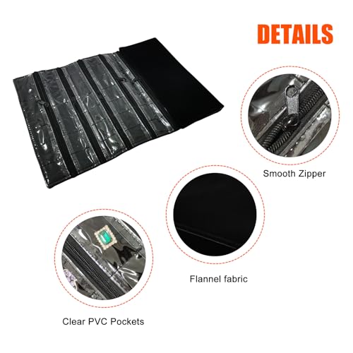 Travel Jewelry Roll Bag Portable Organizer Pouch With Grids&PVC Cover Storage Bags for Necklace
