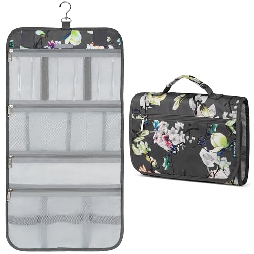 Hanging Toiletry Bag for Women Men Foldable Travel Organizer Floral
