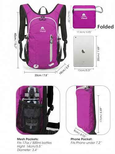 Foldable Small Hiking Backpack with 3 Strap Pockets