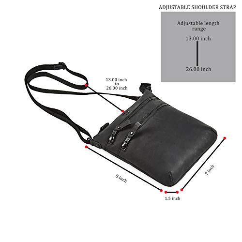Small Crossbody Bags for Women Genuine Leather Travel Purse Vintage Sling Shoulder Bag with Adjustable Strap & Zipper Pockets