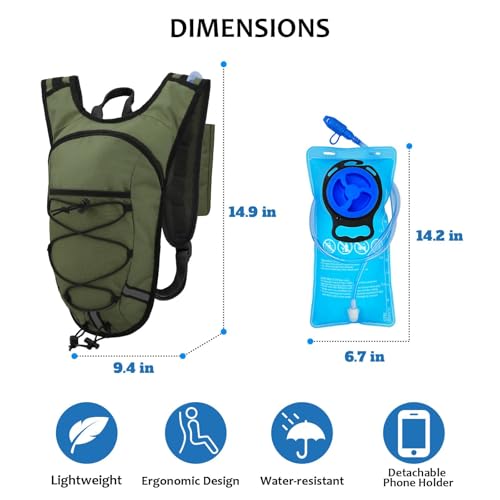 Lightweight Hydration Backpack 2L Water Bladder Pack