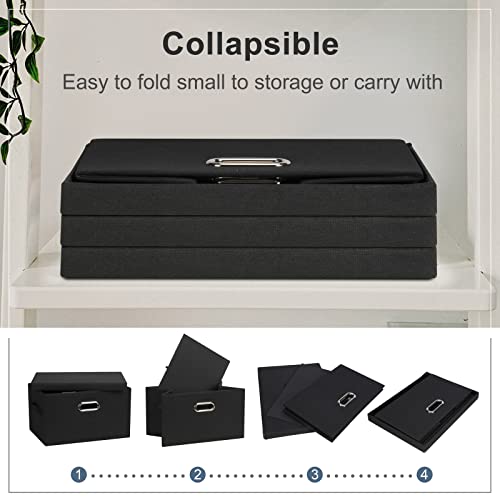 Medium 15" 21 Quart Collapsible Stackable Storage Bins with Lids (3 Count)