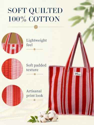 100% Cotton Quilted Tote Bag For Women