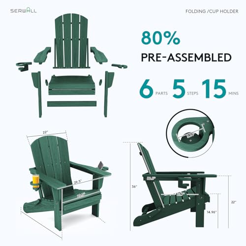 Outdoor Adirondack Chairs with 2 Cup Holders