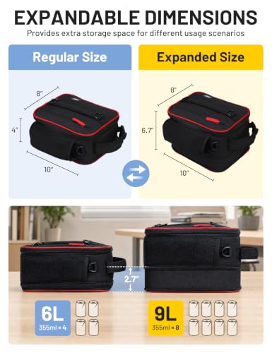 Expandable Small Lunch Box for Men Women Kids to Work School Black