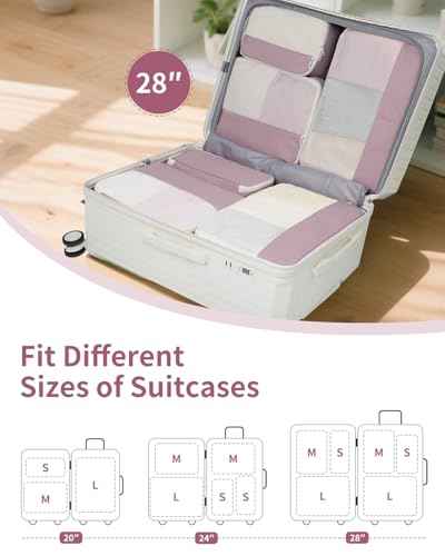 7 Set Packing Cubes for Travel Carry on Suitcase Luggage Organizer Bags for Kids Women Men
