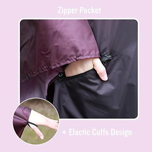 Adults Rain Poncho Waterproof Raincoat Women Gradient Hood with Pocket
