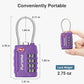 2 TSA Approved Luggage Locks 4 Digit Code Cable Lock Purple Dark (2 Count)