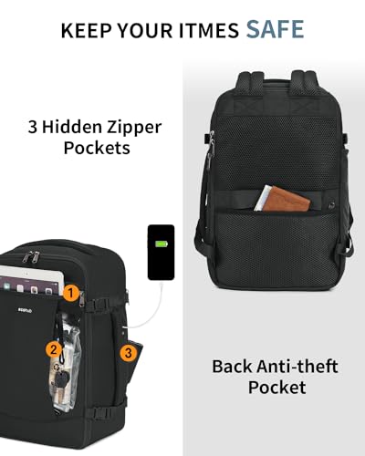 18" Travel Backpack Airlines Approved Personal Item Bag Women Black