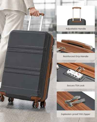 24 Inch Luggage Suitcase with Spinner Wheels TSA Lock