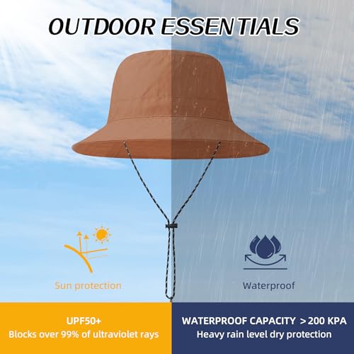 Waterproof Bucket Hats for Woman UPF 50+ Sun Hat Brick Red