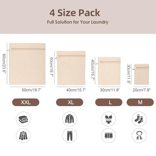 100% Cotton Mesh Laundry Bags (4 Count)