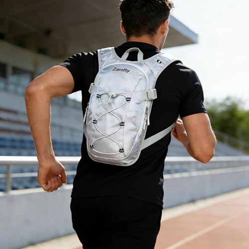 Lightweight Hydration Backpack with 2L Water Bladder Water Backpack Hydration Pack for Cycling Running Biking Hiking Backpack Silver