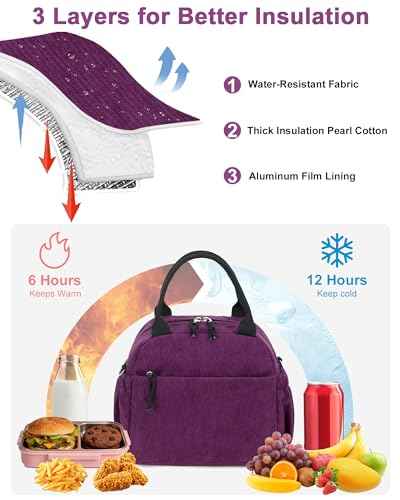 Lunch Bag for Women Cute Corduroy Lunch Tote Bags with Shoulder Strap Reusable Insulated Lunch Box Large Capacity Reusable Insulated Cooler for Work Picnic or Travel