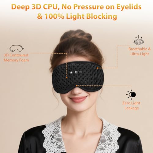 Bluetooth Sleep Mask HF016 Sleep Headphones with Detachable & Washable 3D Contoured Eye Mask