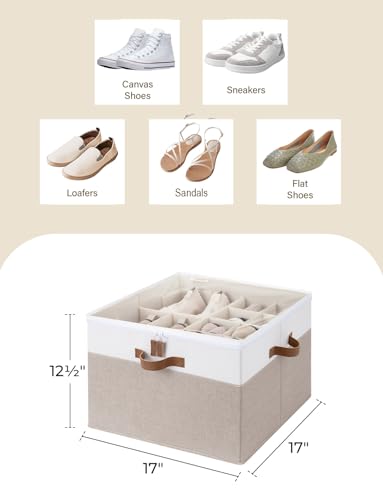 16 Pair Fabric Shoe Storage Box for Closet