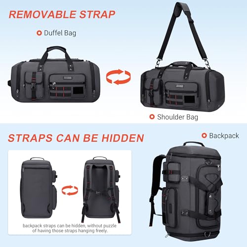 Duffle Bag for Men 3 in 1 Convertible 40L Nylon Gym Travel Backpack