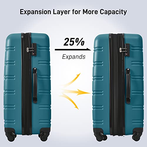 Luggage sets of 13 Piece 16 20 20 28 IN Carry on Luggage Hard Case Green Luggage Expandable Checked Luggage Suitcase Set with Wheels
