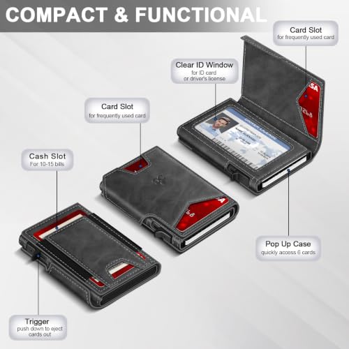 Wallet for Men Wallet with Slim Pop Up Card Holder 9 (13 Count)