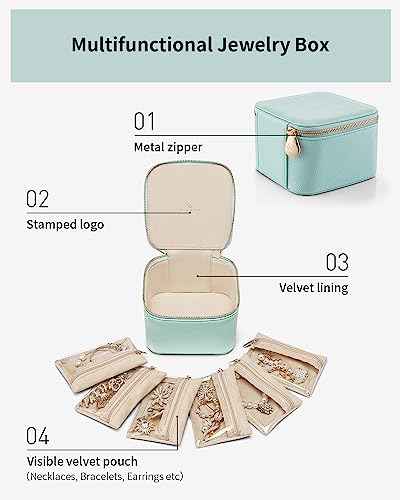Travel Jewelry Organizer with Clear 6 Velvet Bags