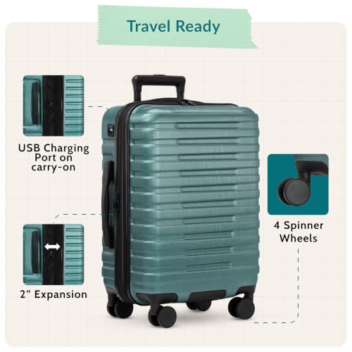 Boren Hardside Spinner Luggage With Aluminum Handle (3 Piece)