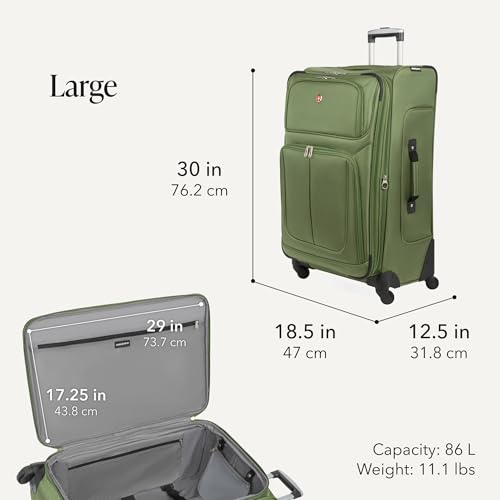 Sion Softside Expandable Spinner Luggage Durable Lightweight Travel Suitcase (3 Count)