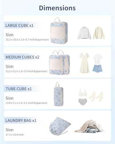 5 Set Compression Packing Cubes for Travel