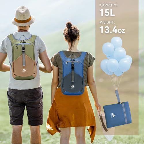 15L Small Hiking Backpack for Men Women Lightweight Packable Backpack Foldable Casual Daypack for Camping Travel Outdoor