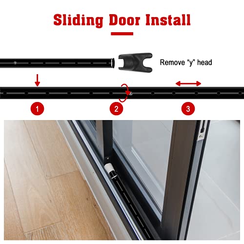 2-in-1 Door Security Bar & Sliding Patio Door Security Bar (2 Pack) via Interchangeable Caps - Constructed of High Grade Iron - Black (2 Count)