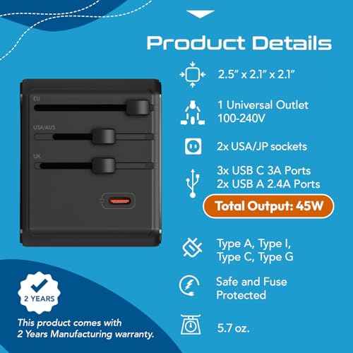 8 in 1 Universal Travel Adapter 45W