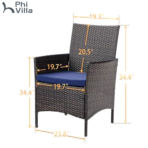 Wicker Patio Dining Chairs Set of 2 with Removable Cushions (2 Count)