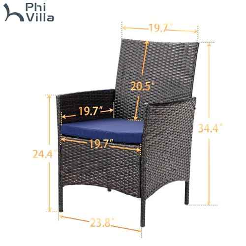 Wicker Patio Dining Chairs Set of 4 with Removable Cushions
