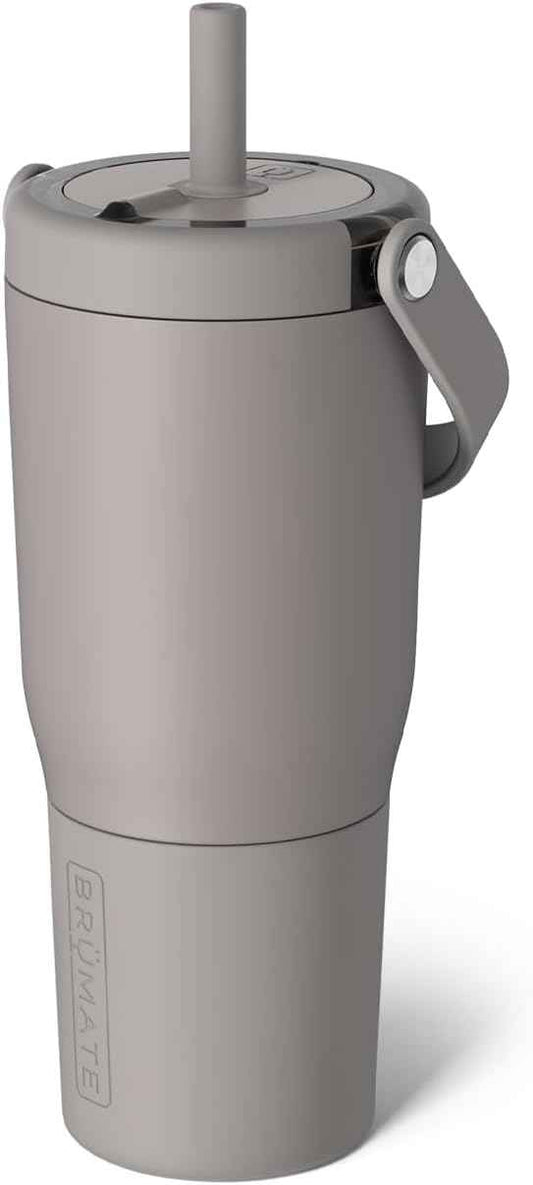 BrüMate Resa 25oz 100% Leakproof Travel Tumbler with Handle & Straw | Flexible SoftSip Straw | Silicone Sleeve for Durability | Stainless Steel | Cup Holder & Travel Friendly Water Bottle | (Mocha)