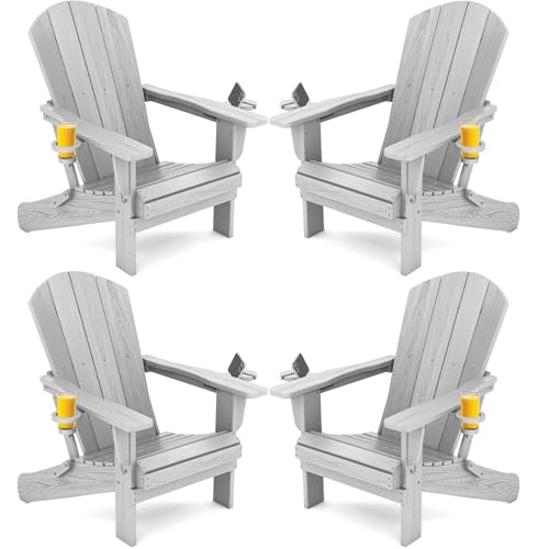 Outdoor Adirondack Chair Set of 4 with Cup Holders (4 Count)