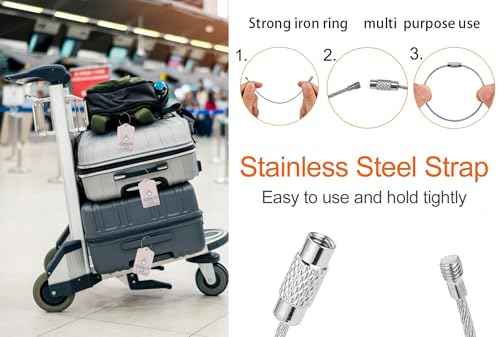 2 Pack Luggage Tags for suitcases Pink Don't Touch Me TSA Approved Label Luggage Tag Baggage Tag Leather Stainless Steel Loop Label Tag for Men Women Travel Bag Suitcase (2 Count)