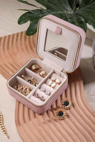 Travel Jewelry Organizer Boxes for Women Small Portable Necklace Earrings Bracelet Rings Travel Case Best Friend Birthday Gifts for Women Trendy