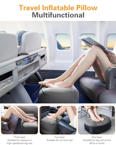 Inflatable Foot Rest Pillow for Airplane Travel